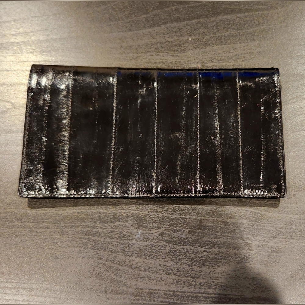 Eel skin checkbook wallet